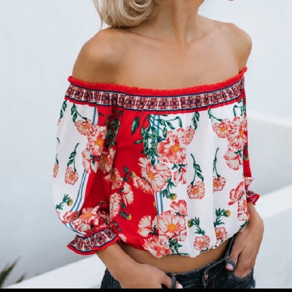 Tops - 💖💗LAST 1! (L) Lovely off-the-shoulder floral top